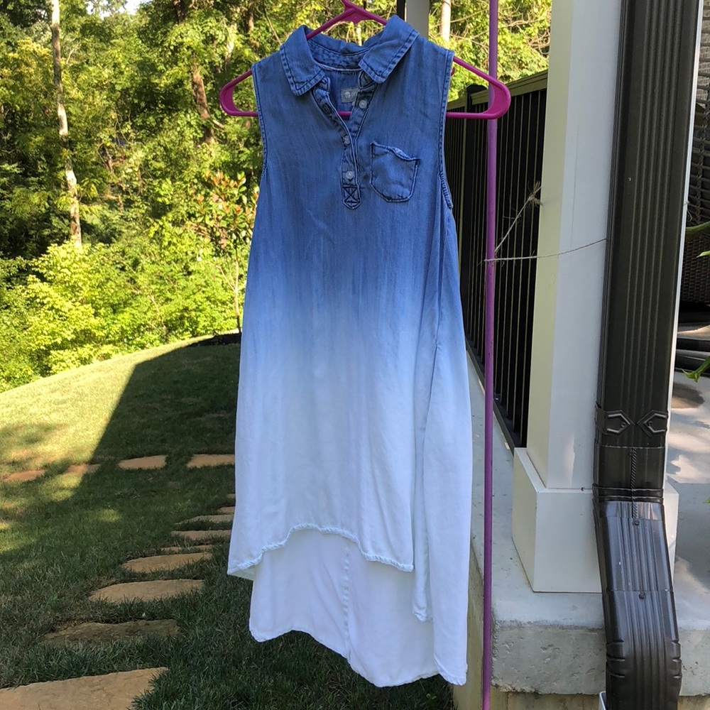 Girls Tractr High Low Dip-dyed Chambray Dress